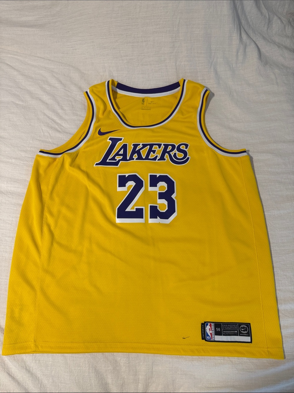 Nike Lakers #23 Bright Yellow and Purple Jersey